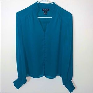 Rachel Zoe Teal button up blouse